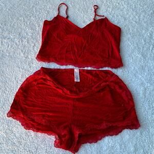 VICTORIA'S SECRET Modal Soft & Lace Trim Straight-Neck Cami Set Size Medium